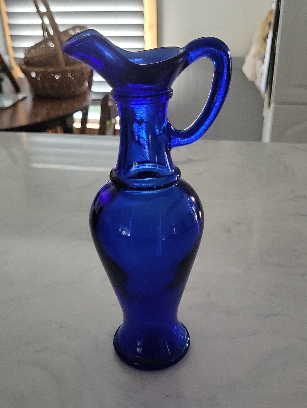 Cobalt Blue Glass Cruet Pitcher